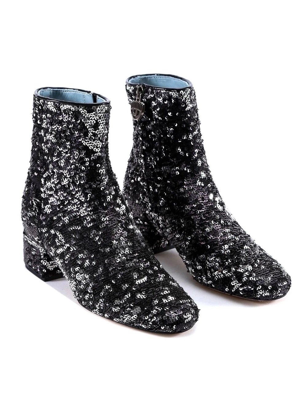 Chiara Ferragni Black Sequin Ankle Boots S39 US 8.5